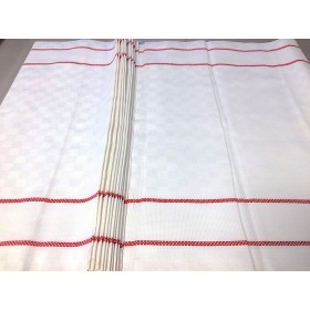 Tissu torchon de cuisine au mètre rouge/blanc - MPM