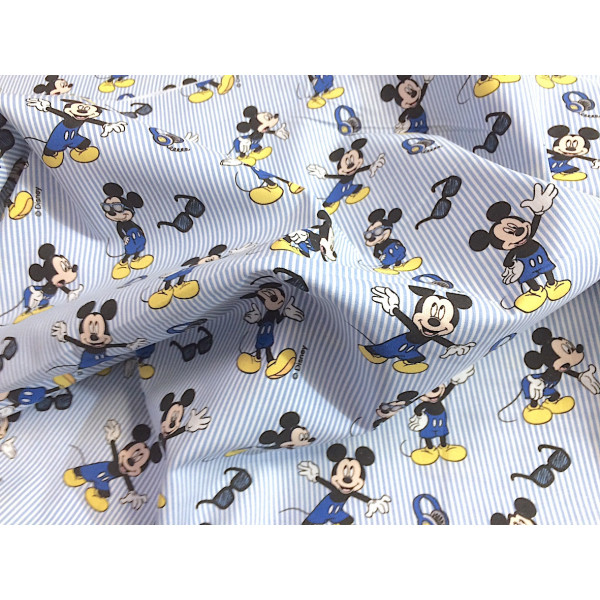 Tissu Coton Cretonne Disney Mickey Patch de Qualité, Tissu au