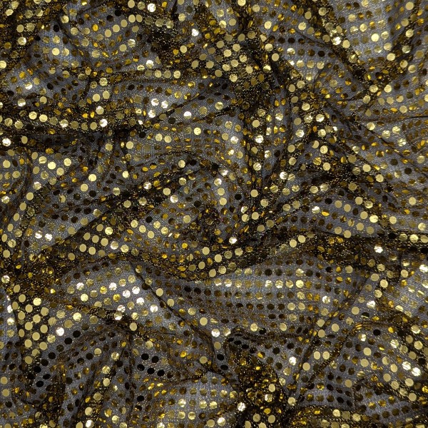 Tissu Fiesta Paillettes Or Fond Noir